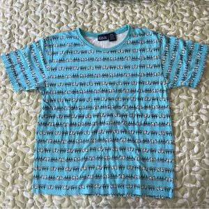 Honors girls L 10/12 blue floral/butterfly striped tee